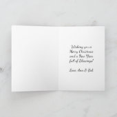 Waterverf Witte Paard en Feestelijke Boerderij Ker Feestdagen Kaart (Binnen)