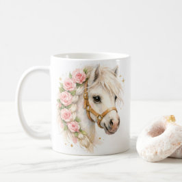 Waterverf Witte Paard Keramische Mok met Roosvlech