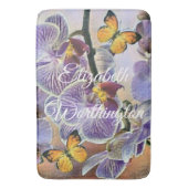 Waterverf Witte Paars Roze Orchidee Bloem Badmat (Voorkant Verticaal)