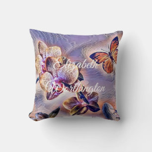 Waterverf Witte Paars Roze Orchidee Bloem Kussen