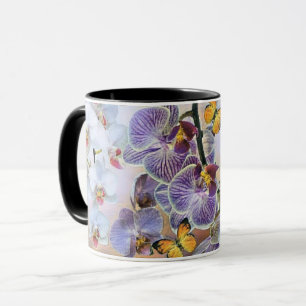 Waterverf Witte Paars Roze Orchidee Bloem Mok