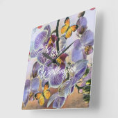  Waterverf Witte Paars Roze Orchidee Bloem Vierkante Klok (Hoek)