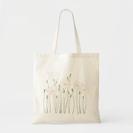 waterverf witte papaver horizontaal tote bag (Voorkant)