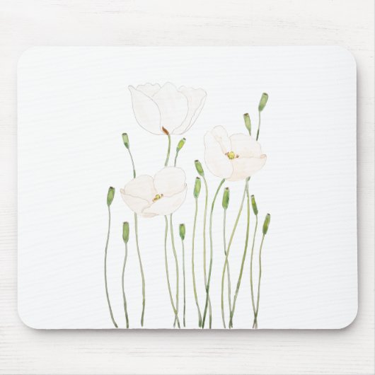 waterverf witte papaver muismat (Voorkant)