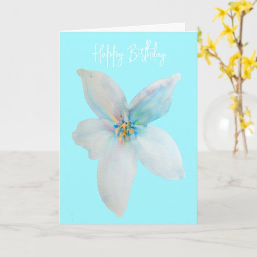 Waterverf witte pastelbloem kaart (Gele Bloem)