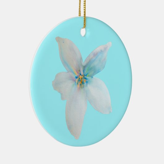 Waterverf witte pastelbloem keramisch ornament (Rechts)