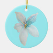 Waterverf witte pastelbloem keramisch ornament (Voorkant)