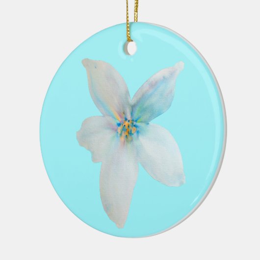Waterverf witte pastelbloem keramisch ornament (Links)