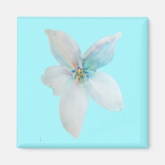 Waterverf witte pastelbloem magneet (Voorkant)
