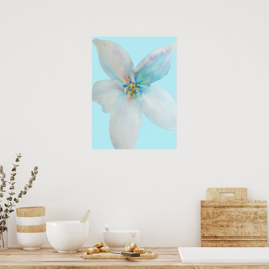 Waterverf witte pastelbloem poster (Keuken)