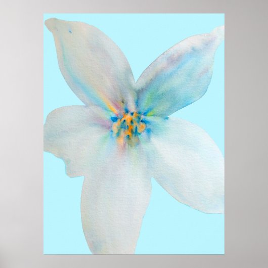 Waterverf witte pastelbloem poster (Voorkant)