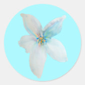 Waterverf witte pastelbloem ronde sticker (Voorkant)