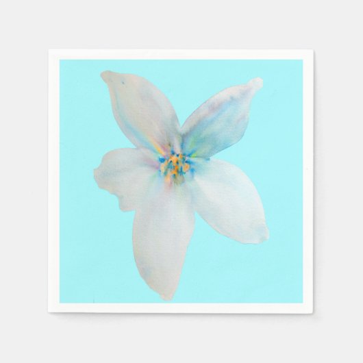 Waterverf witte pastelbloem servet (Voorkant)