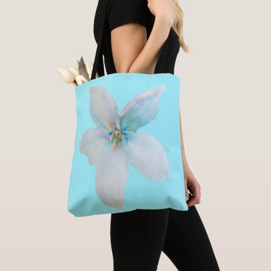 Waterverf witte pastelbloem tote bag (Dichtbij)