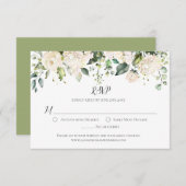 Waterverf Witte Pioenen en Rozen Groen RSVP (Voorkant / Achterkant)