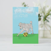 Waterverf Witte Poedel met Voetbal Note Kaart (Staand voorkant)