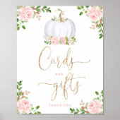 Waterverf witte pompoen florale kaarten en geschen poster (Voorkant)