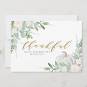 Waterverf Witte Pompoen Happy Thanksgiving Feestdagenkaart (Voorkant)