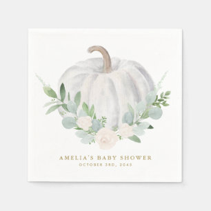 Waterverf Witte Pompoen Herfst Baby shower Servet