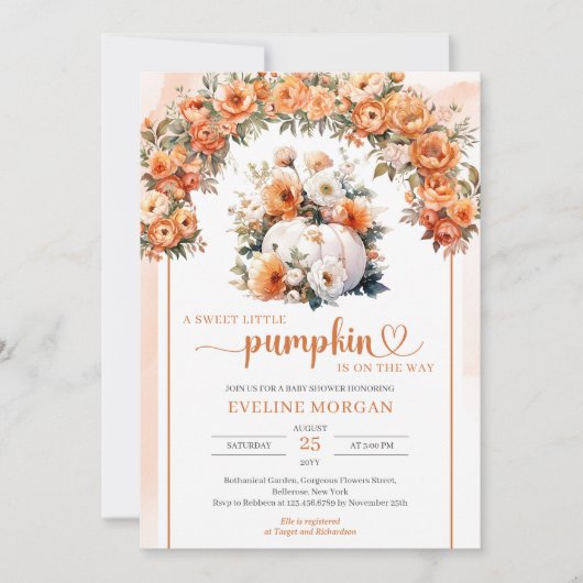 Waterverf Witte Pompoen Herfst Bloemboog herfst Kaart (Voorkant)