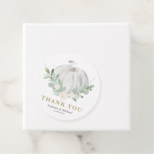 Waterverf witte pompoen herfst bruiloft dank u bedankjes labels (In situ)