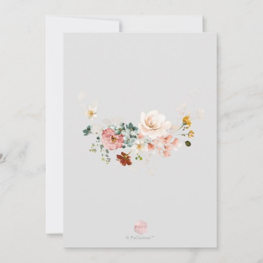 Waterverf Witte Pompoen Herfst Tuinbloemen Kaart (Achterkant)