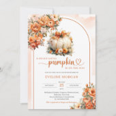 Waterverf witte pompoen herfstpioenen herfst meisj kaart (Voorkant)