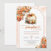 Waterverf witte pompoen herfstpioenen herfst meisj kaart (Voorkant / Achterkant)