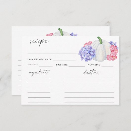 Waterverf witte pompoen - receptkaart (Voorkant / Achterkant)