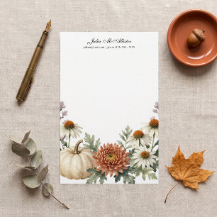 Waterverf Witte Pompoen Terracotta Herfst Bloemstu Briefpapier