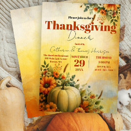 Waterverf Witte Pompoen Thanksgiving Diner Kaart