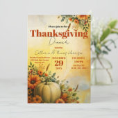 Waterverf Witte Pompoen Thanksgiving Diner Kaart (Staand voorkant)