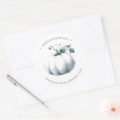 Waterverf witte pompoenen retouradres ronde sticker (Envelop)
