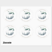 Waterverf witte pompoenen retouradres ronde sticker (Vel)