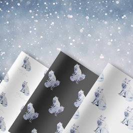 Waterverf Witte Poolvos Kerstmis Inpakpapier Vel