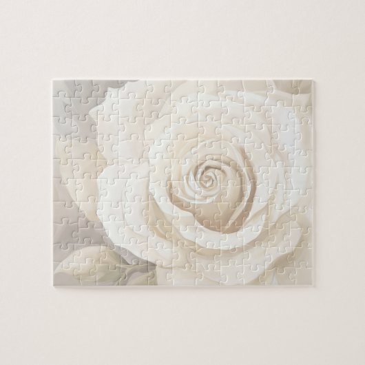 Waterverf witte roos abstracte bloem. legpuzzel (Horizontaal)