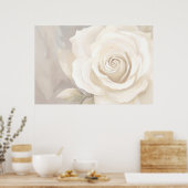 Waterverf witte roos abstracte bloem. poster (Keuken)