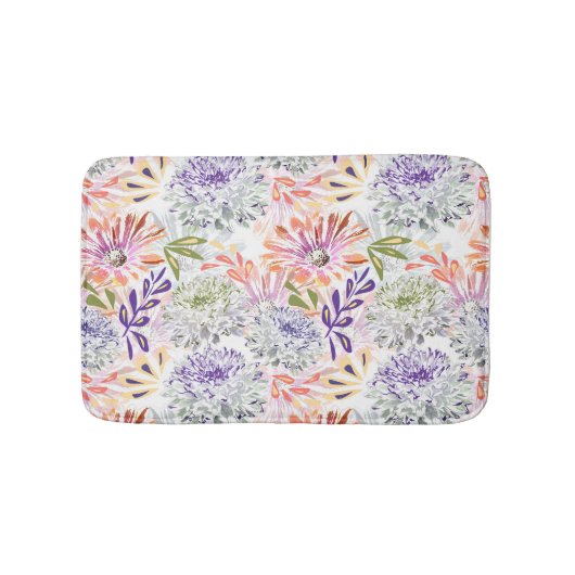 Waterverf witte, roze bloemen badmat (Voorkant)