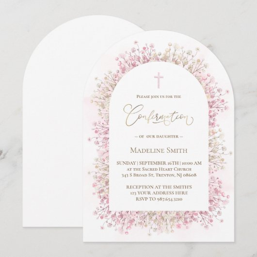 waterverf witte roze bloemen Bevestiging Kaart (Voorkant / Achterkant)