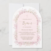 waterverf witte roze bloemen Doop Kaart (Voorkant)