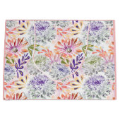 Waterverf witte, roze bloemen groot cadeauzakje (Voorkant)