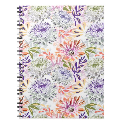 Waterverf witte, roze bloemen notitieboek (Voorkant)
