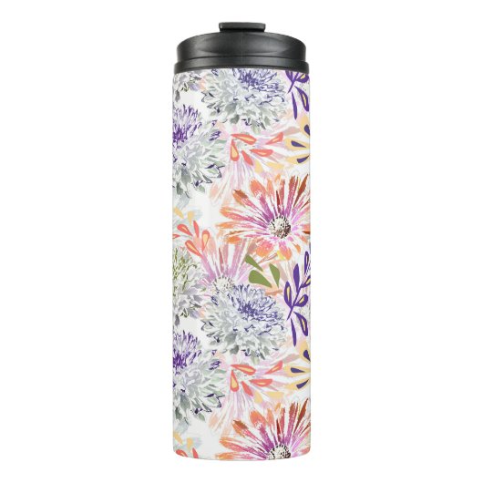 Waterverf witte, roze bloemen thermosbeker (Voorkant)