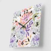 Waterverf witte, roze bloemen vierkante klok (Hoek)
