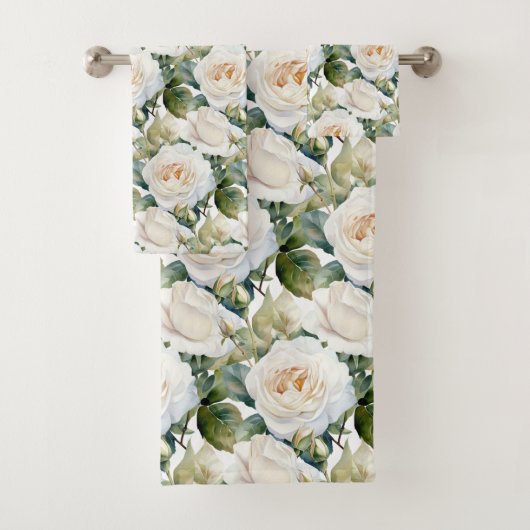 Waterverf witte rozen bad handdoek (Insitu)