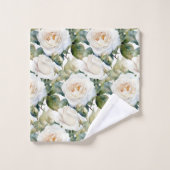 Waterverf witte rozen bad handdoek (Wasdoekje)