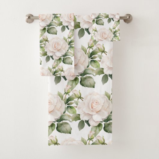 Waterverf witte rozen bad handdoek (Insitu)