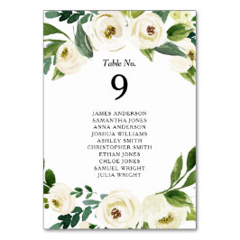 Waterverf Witte Rozen Bloemen Groen Bruiloft Kaart