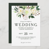 Waterverf witte rozen bruiloft kaart (Voorkant / Achterkant)