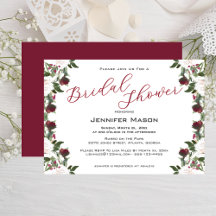Waterverf Witte Rozen Cranberry Bruidsmeisjesfeest